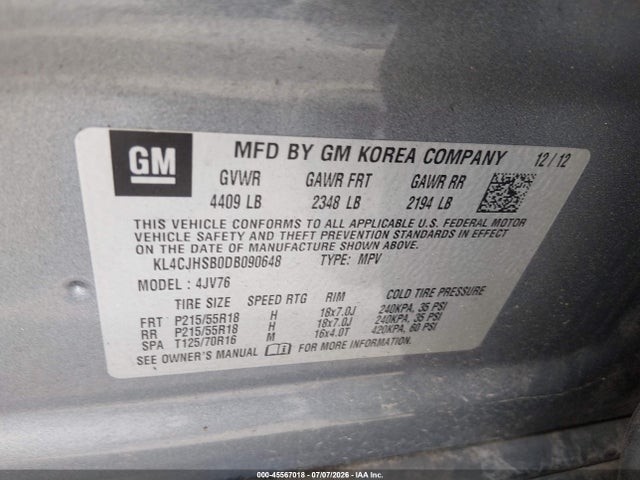 45567018 :رقم المزاد ، KL4CJHSB0DB090648 vin ، 2013 Buick Encore Premium مزاد بيع