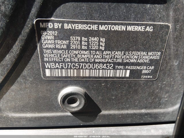 Продажа на аукционе авто 2013 Bmw 535i Xdrive, vin: WBAFU7C57DDU68432, номер лота: 45567057