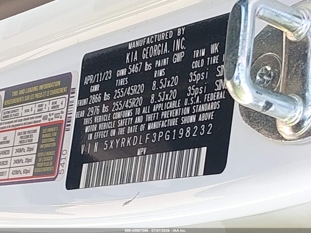 2023 Kia Sorento Sx მანქანა იყიდება აუქციონზე, vin: 5XYRKDLF3PG198232, აუქციონის ნომერი: 45567066