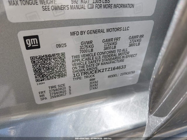 GMC SIERRA 1500 2026 1GTRUCEK2TZ164633 Image 9