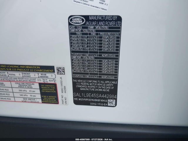 Продажа на аукционе авто 2025 Land Rover Range Rover Sport P460 Dynamic Se, vin: SAL1L9E45SA442984, номер лота: 45567089