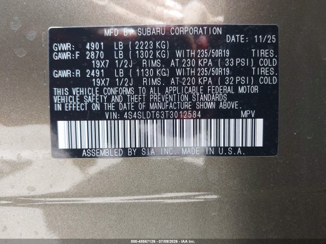 Subaru Forester Touring 2026 4S4SLDT63T3012584 Image 9