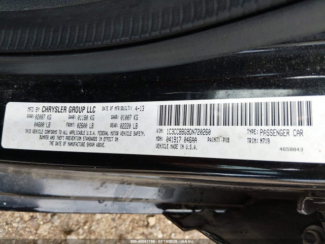45567196 :رقم المزاد ، 1C3CCBBG9DN720260 vin ، 2013 Chrysler 200 Touring مزاد بيع