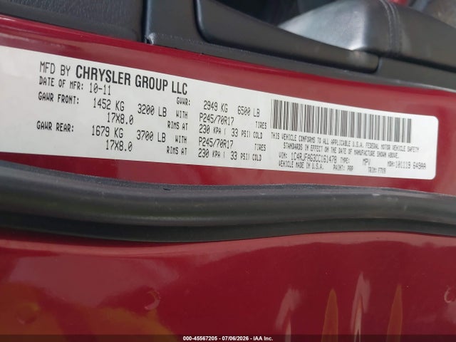 Aukcja sprzedaży 2012 Jeep Grand Cherokee Laredo, vin: 1C4RJFAG3CC161478, numer aukcji: 45567205