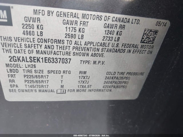 GMC Terrain Slt-1 2014 2GKALSEK1E6337037 Image 9