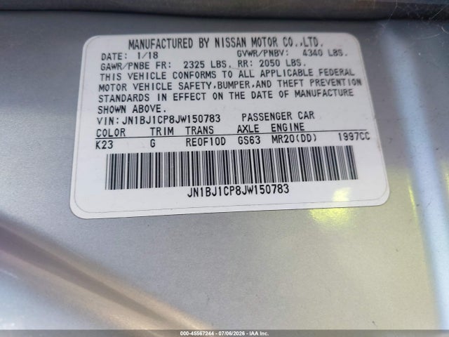 JN1BJ1CP8JW150783 Nissan Rogue Sport S