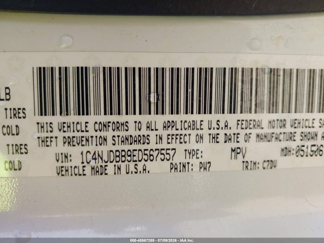 Jeep Compass Sport 2014 1C4NJDBB9ED567557 Image 9