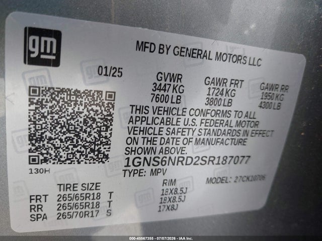 Chevrolet Tahoe 4wd Lt 2025 1GNS6NRD2SR187077 Image 9