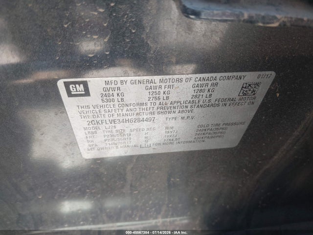 Продаж на аукціоні авто 2017 Gmc Terrain Denali, vin: 2GKFLVE34H6284497, номер лоту: 45567384
