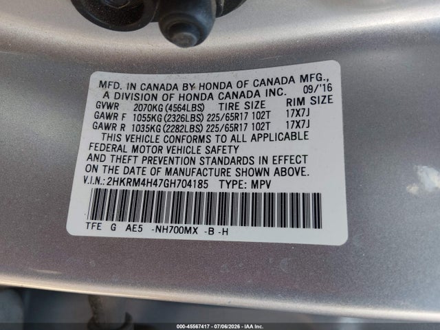 Honda CR-V SE 2016 2HKRM4H47GH704185 Image 9