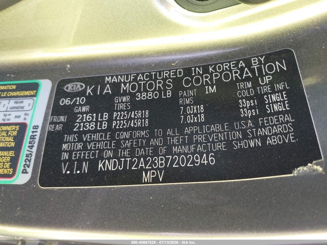 2011 Kia Soul ! მანქანა იყიდება აუქციონზე, vin: KNDJT2A23B7202946, აუქციონის ნომერი: 45567528