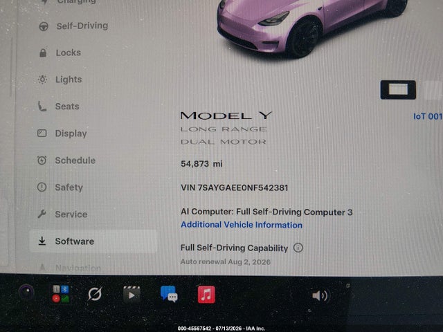 Продажа на аукционе авто 2022 Tesla Model Y Long Range Dual Motor All-wheel Drive, vin: 7SAYGAEE0NF542381, номер лота: 45567542