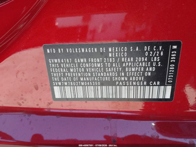 3VW7W7BU2TM045350 Volkswagen JETTA SE