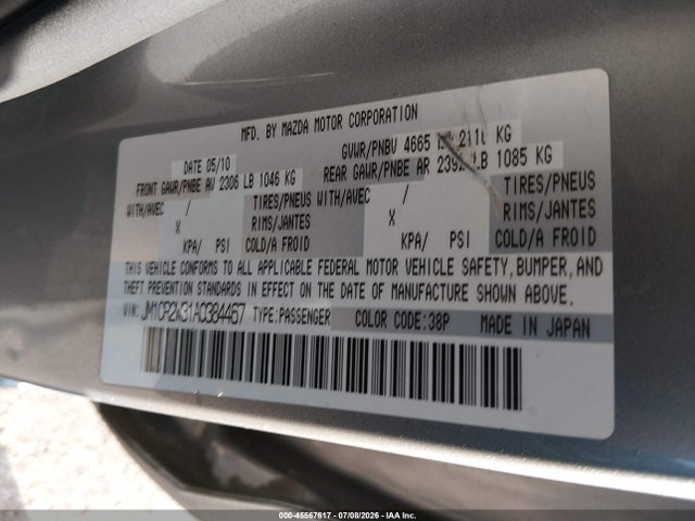 Aukcja sprzedaży 2010 Mazda Mazda5 Grand Touring, vin: JM1CR2W31A0384467, numer aukcji: 45567617