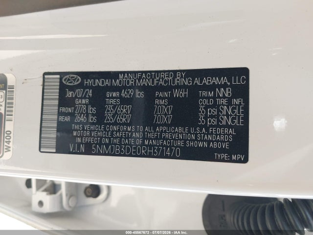 Hyundai TUCSON SEL 2024 5NMJB3DE0RH371470 Image 9