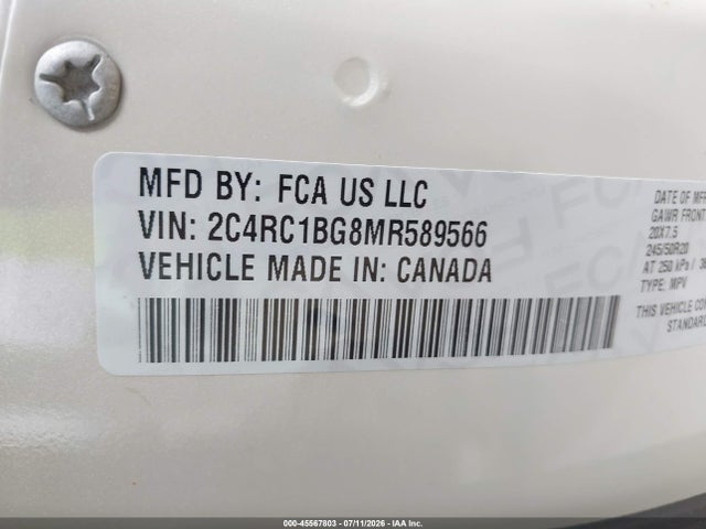 2C4RC1BG8MR589566 Chrysler Pacifica Touring L