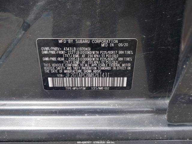 45567877 :رقم المزاد ، JF2GTAPC8M8261431 vin ، 2021 Subaru Crosstrek Premium مزاد بيع