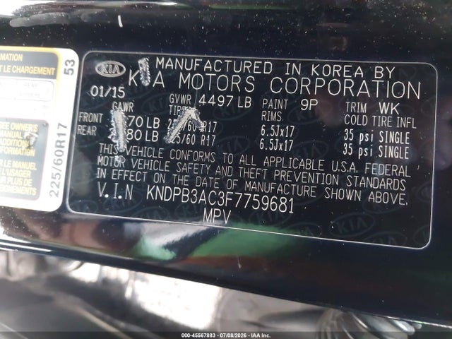 KIA Sportage Lx 2015 KNDPB3AC3F7759681 Image 9