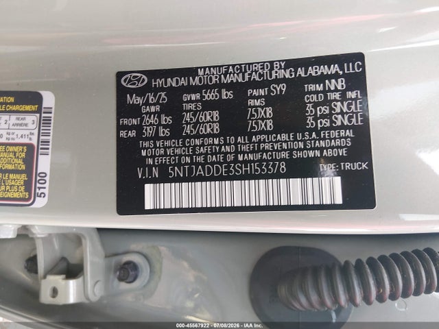 Продажа на аукционе авто 2025 Hyundai Santa Cruz Se, vin: 5NTJADDE3SH153378, номер лота: 45567922