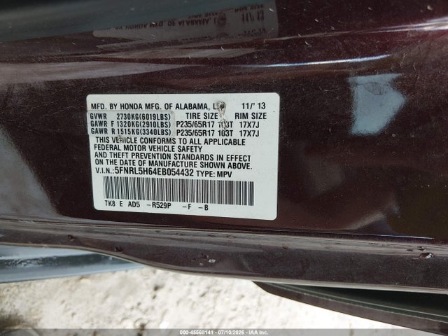 Honda Odyssey Ex-l 2014 5FNRL5H64EB054432 Image 9