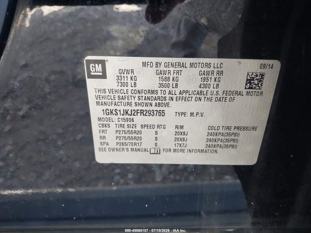 Продаж на аукціоні авто 2015 Gmc Yukon Xl 1500 Denali, vin: 1GKS1JKJ2FR293765, номер лоту: 45568157