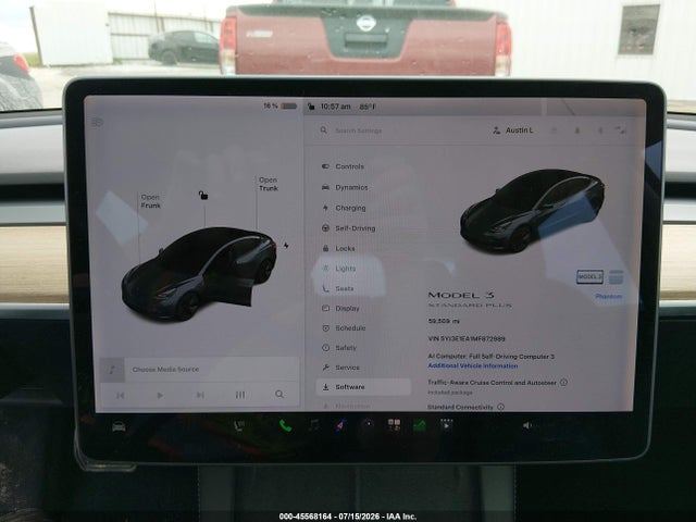 45568164 :رقم المزاد ، 5YJ3E1EA1MF872989 vin ، 2021 Tesla Model 3 Standard Range Plus Rear-wheel Drive مزاد بيع