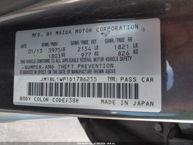 Продажа на аукционе авто 2013 Mazda Mazda3 I Grand Touring, vin: JM1BL1WP1D1786255, номер лота: 45568169