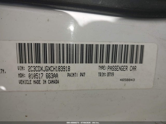 Продаж на аукціоні авто 2012 Dodge Charger Sxt, vin: 2C3CDXJGXCH183918, номер лоту: 45568273