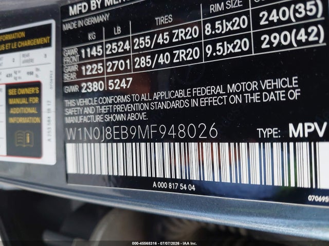 Продажа на аукционе авто 2021 Mercedes-benz Glc 300 Coupe 4matic, vin: W1N0J8EB9MF948026, номер лота: 45568316
