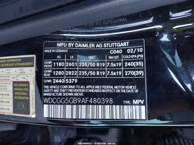 Продаж на аукціоні авто 2010 Mercedes-benz Glk 350, vin: WDCGG5GB9AF480398, номер лоту: 45568321