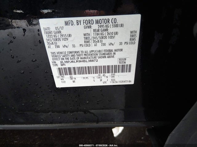 Продажа на аукционе авто 2017 Lincoln Mkx Reserve, vin: 2LMPJ6LR9HBL38872, номер лота: 45568371