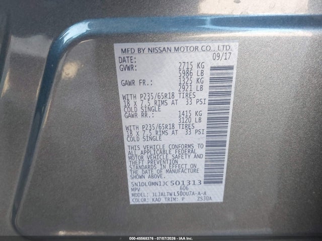Продаж на аукціоні авто 2018 Infiniti Qx60, vin: 5N1DL0MN1JC501313, номер лоту: 45568376