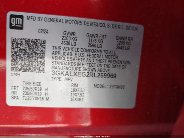 Продаж на аукціоні авто 2024 Gmc Terrain Awd Denali, vin: 3GKALXEG2RL269969, номер лоту: 45568398