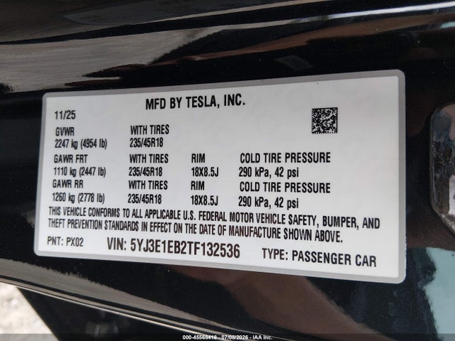 Tesla Model 3 Premium All-wheel Drive 2026 5YJ3E1EB2TF132536 Image 9