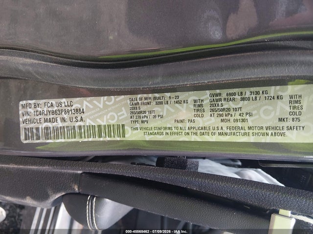 Продажа на аукционе авто 2023 Jeep Grand Cherokee 4xe 30th Anniversary, vin: 1C4RJYB63P8913884, номер лота: 45568462