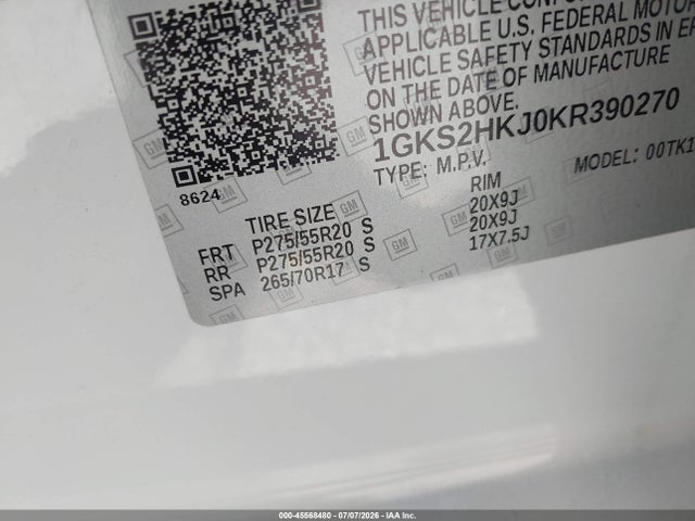 1GKS2HKJ0KR390270 GMC YUKON XL DENALI