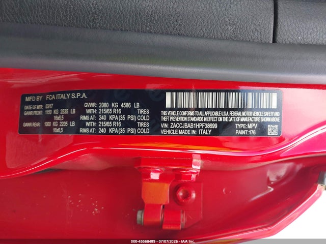 Jeep Renegade Sport 2017 ZACCJBAB1HPF38699 Image 9