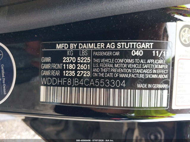 2012 Mercedes-benz E 350 4matic მანქანა იყიდება აუქციონზე, vin: WDDHF8JB4CA553304, აუქციონის ნომერი: 45568496