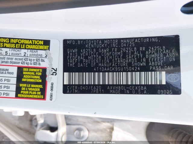 Toyota CAMRY SE 2025 4T1DAACK9SU150424 Image 9