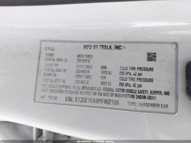 Tesla Model 3 Rear-wheel Drive 2023 5YJ3E1EA9PF462199 Image 9