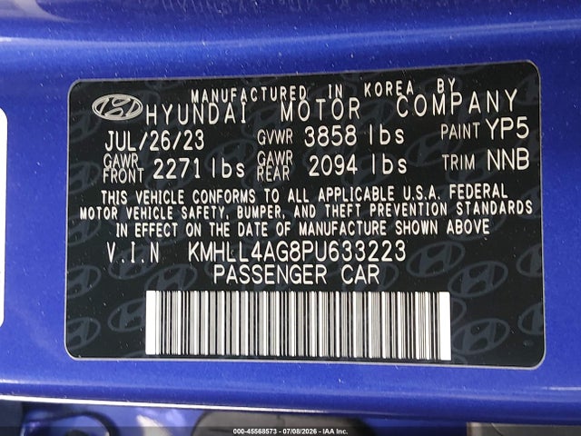 KMHLL4AG8PU633223 Hyundai ELANTRA SE
