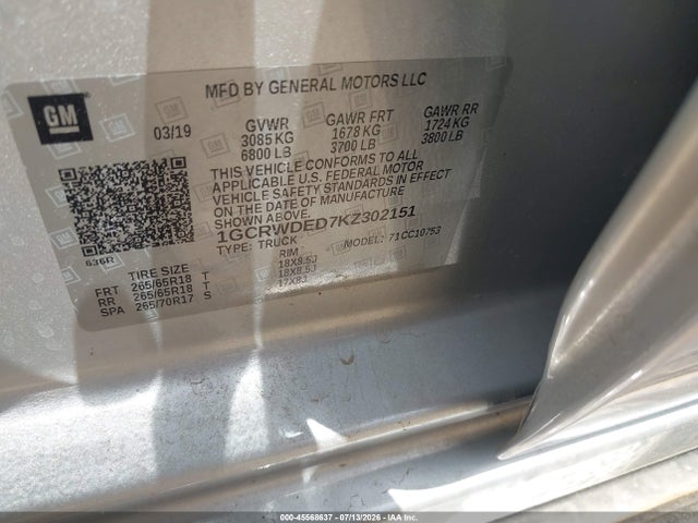 Chevrolet Silverado 1500 Rst 2019 1GCRWDED7KZ302151 Image 9