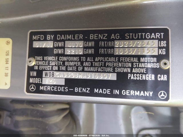 Продажа на аукционе авто 1987 Mercedes-benz 420 Sel, vin: WDBCA35D8HA316807, номер лота: 45568686