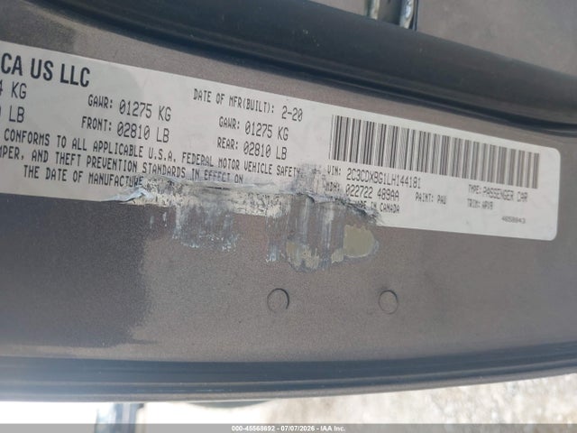 45568692 :رقم المزاد ، 2C3CDXBG1LH144181 vin ، 2020 Dodge Charger Sxt Rwd مزاد بيع