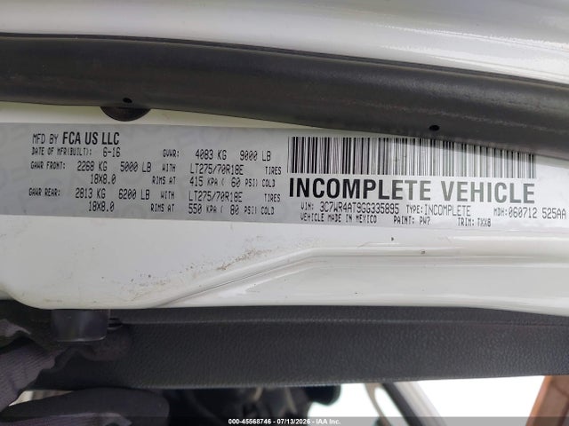 2016 Ram 2500 Tradesman მანქანა იყიდება აუქციონზე, vin: 3C7WR4AT9GG335895, აუქციონის ნომერი: 45568746
