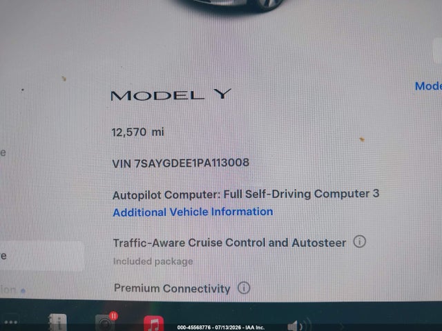 Auction sale of the 2023 Tesla Model Y Awd/long Range Dual Motor All-wheel Drive, vin: 7SAYGDEE1PA113008, lot number: 45568776