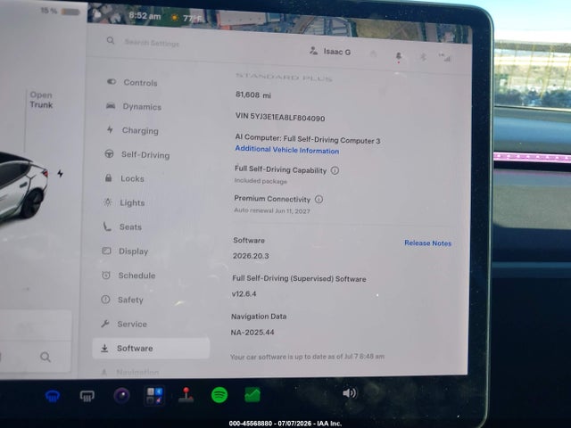 45568880 :رقم المزاد ، 5YJ3E1EA8LF804090 vin ، 2020 Tesla Model 3 Standard Range Plus Rear-wheel Drive/standard Range Rear-wheel Drive مزاد بيع