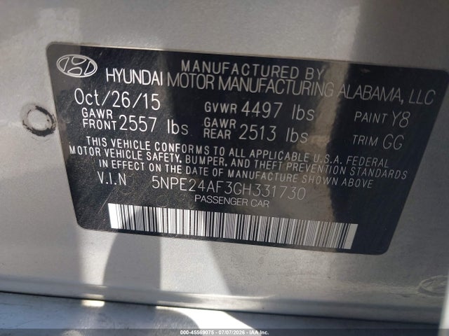 Hyundai SONATA SE 2016 5NPE24AF3GH331730 Image 9