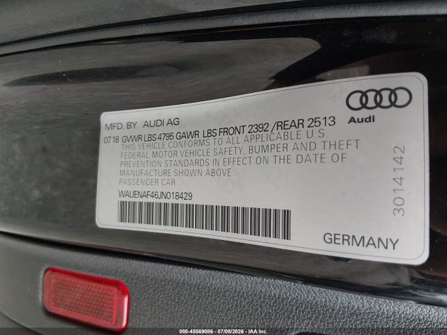 Продажа на аукционе авто 2018 Audi A4 2.0t Premium/2.0t Tech Premium, vin: WAUENAF46JN018429, номер лота: 45569086