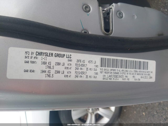 2011 Jeep Compass მანქანა იყიდება აუქციონზე, vin: 1J4NF1FB3BD154372, აუქციონის ნომერი: 45569103